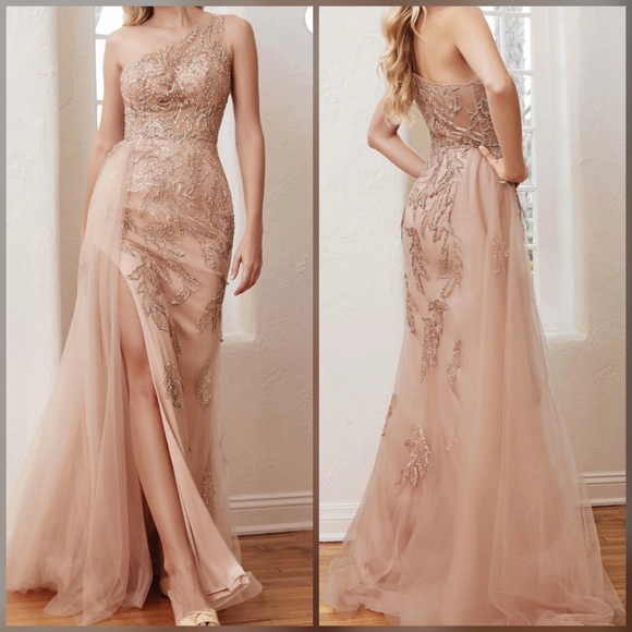 New sparkly rose gold evening gown, prom dress or formal dress or ball gown